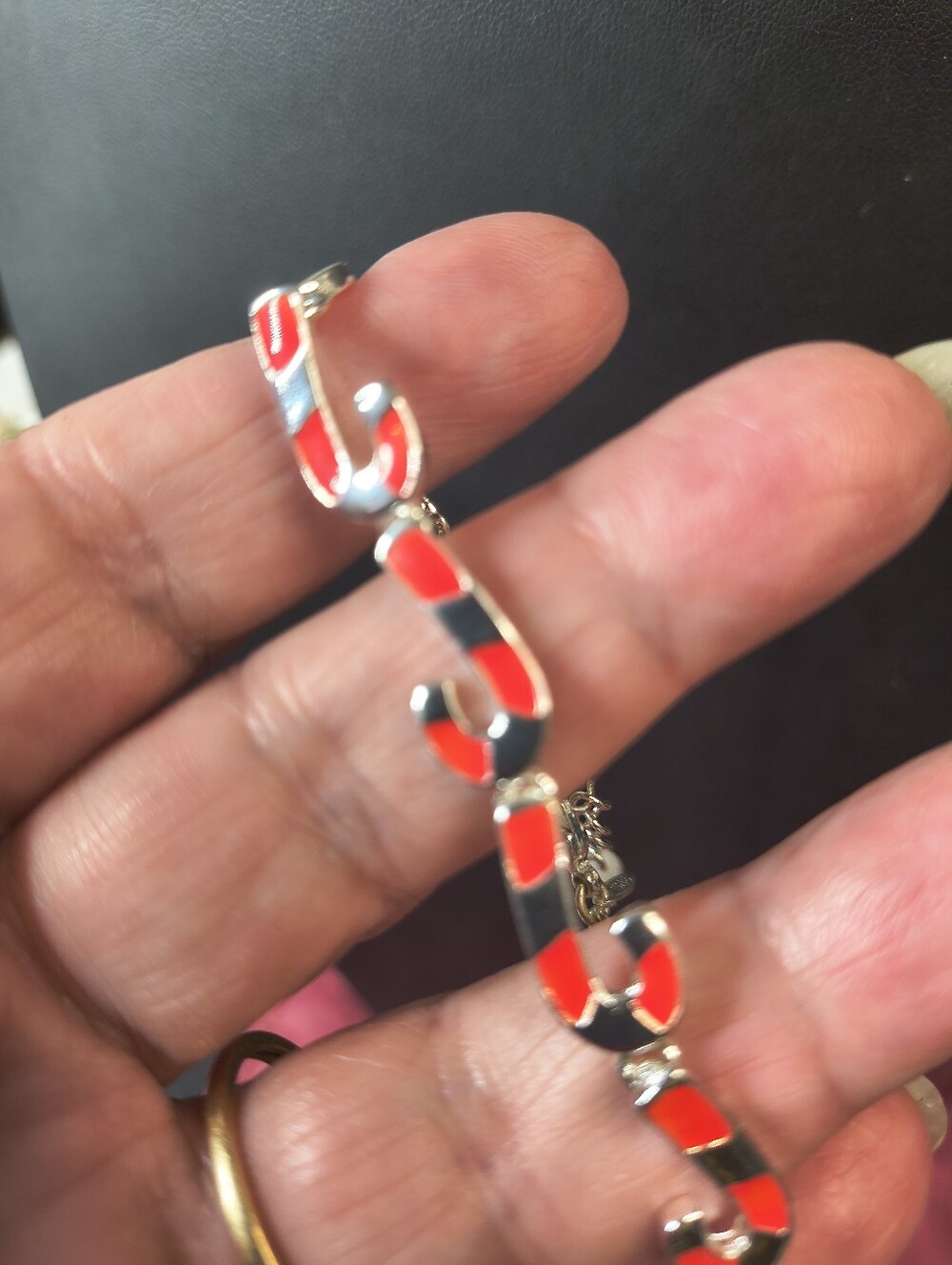 Signed Vintage SHB (Shofel Bros. Mfg. Co.) Candy Cane Bracelet! - Picture 8 of 11
